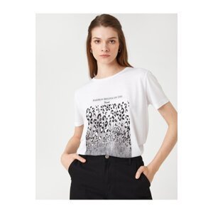 Koton Leopard Print T-Shirt Short Sleeved Crew Neck