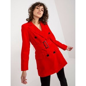 Lady's double-breasted jacket with belt - red