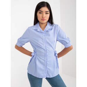 Lady's Striped Shirt with Tie - Blue