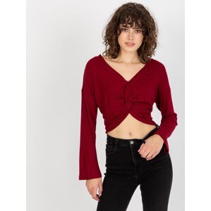 Women's blouse crop top with long sleeves - burgundy