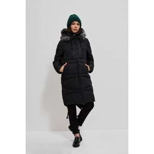 Long quilted hooded jacket