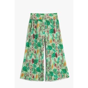 Koton Wide Leg Palazzo Trousers Floral Elastic Waist Pleated