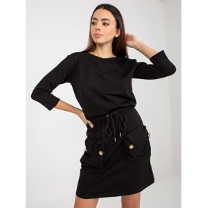 Black mini sweatshirt dress with hem by OCH BELLA