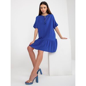 Sindy SUBLEVEL cobalt blue viscose ruffle dress
