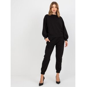 Black casual set with sweatshirt with open back