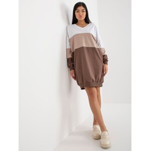 Basic white-brown dress with pockets from RUE PARIS