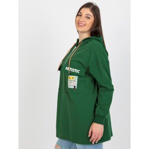 Dark green plus size longer sweatshirt with pockets