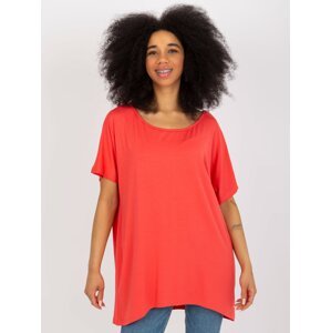 Coral oversized viscose basic blouse