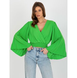 Light green formal blouse with pleats