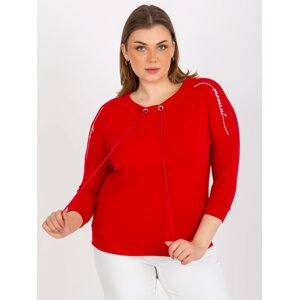 Red blouse plus size with inscriptions and lanyards