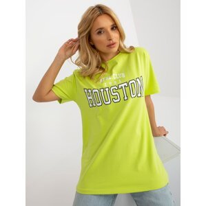Lime women's loose T-shirt with inscription