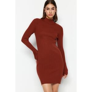 Trendyol Tile Midi Knitwear Basic Standing Collar Dress