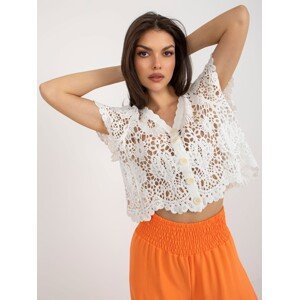 White openwork blouse with buttons