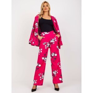 Fuchsia wide fabric trousers with rose suits