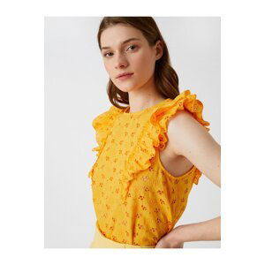 Koton Tank Top Embroidered Ruffle Detailed