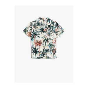 Koton Short Sleeve Shirt Palm Printed Single Pocket Detailed