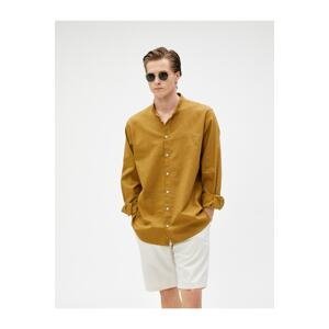 Koton Linen Blend Shirt Magnificent Collar Pocket Detailed Buttoned Long Sleeve