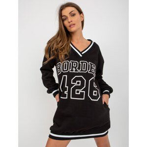 Black long oversize sweatshirt with inscription