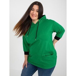 Green plus size cotton sweatshirt with slogan