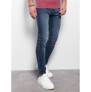 Ombre Pánske džínsové nohavice SKINNY FIT - námornícka modrá