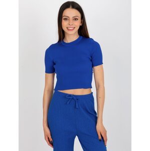 Cobalt blue blouse with ribbed cut