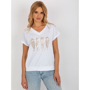 White blouse with glossy print RUE PARIS
