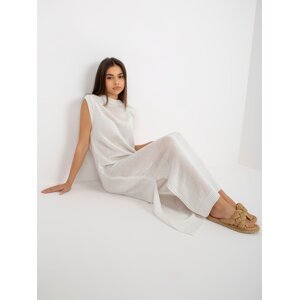 White summer knitted maxi sleeveless dress