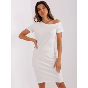 Ecru bodycon striped basic dress