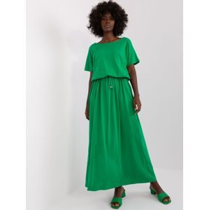 Green casual basic dress with tie