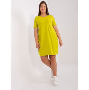 Basic lime dress plus size with pockets