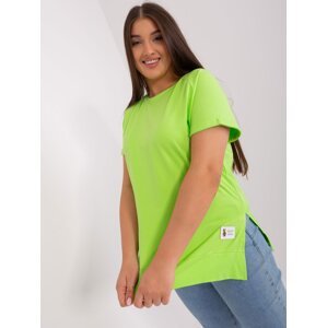 Light green plus size blouse with round neckline