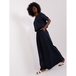 Navy blue casual dress with short sleeves