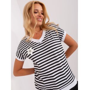 Black and white striped blouse