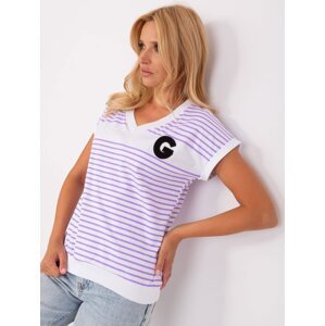 White and purple striped blouse