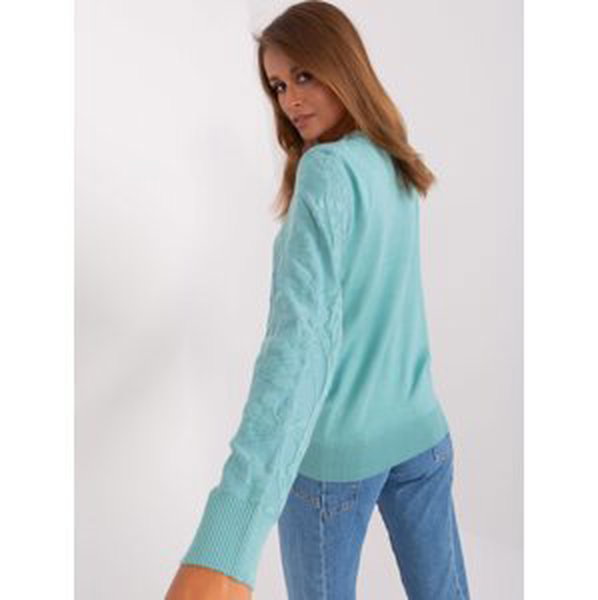 Women's mint sweater with patterns