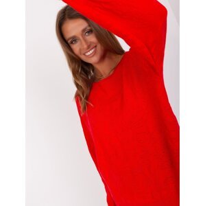 Red classic sweater with long sleeves