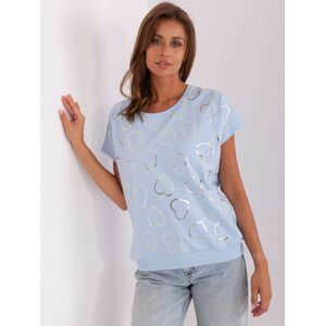Light blue blouse with heart print