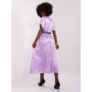 Light purple midi cocktail dress with print