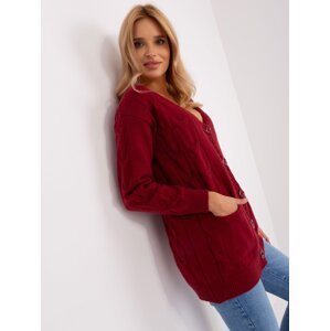 Women's cardigan burgundy color with pockets