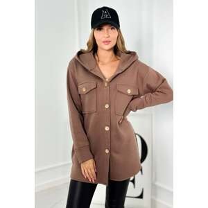 Cotton insulated sweatshirt with decorative mocca buttons