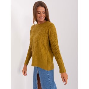 Classic olive sweater with cables