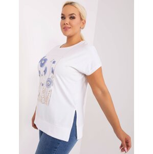 Ecru blouse plus sizes with short sleeves