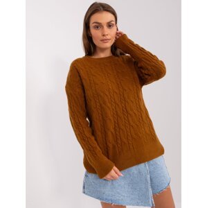 Light brown classic sweater with cables