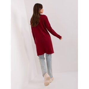 Burgundy women's cardigan without closure