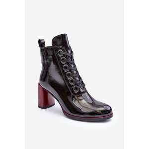 Patented lace-up ankle boots with S high heels. Barski Black