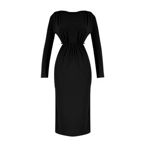Trendyol Čierne pletené podšité okno/vystrihnutý detail Elegantné večerné šaty