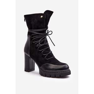 Women's high-heeled ankle boots with Black Artie lacing