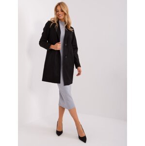 Black coat with buttons and pockets