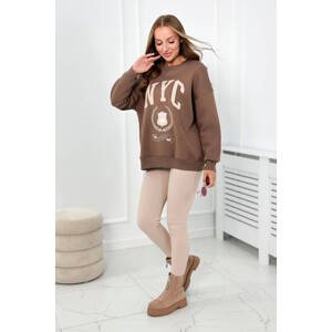 Cotton set insulated sweatshirt + leggings brown