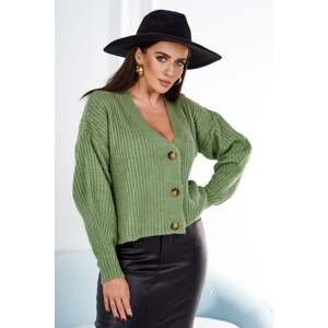 Ribbed sweater with buttons dark mint